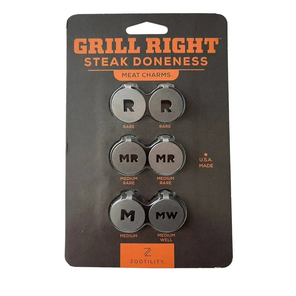 Zootility Meat charms- Grill Right Steak Doneness 6pcs Made In USA